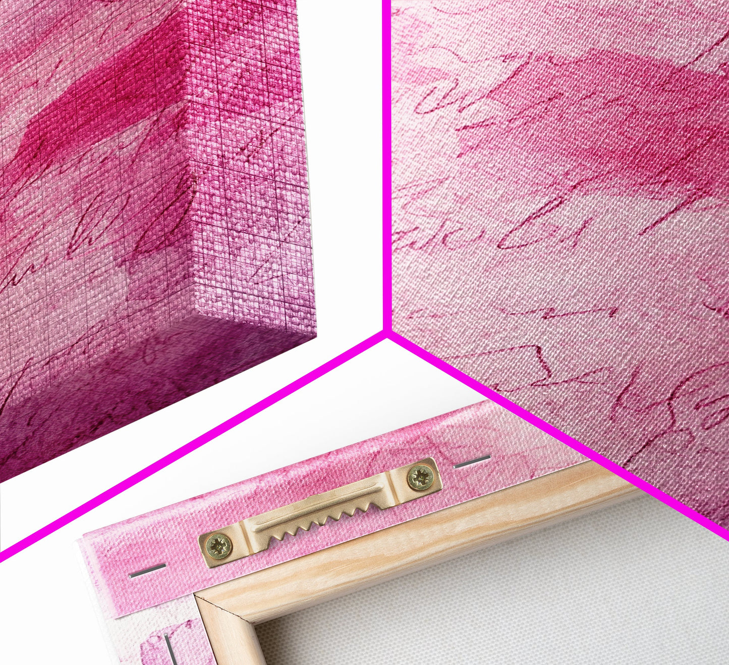 Calligraphy Pink Abstract Framed Canvas Print, Light Pink Wall Art, Romantic Handwriting Aesthetic, Minimalist Art Bedroom or Office Decor