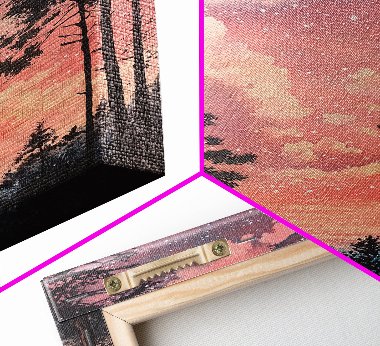 Starry forest scene painting on framed canvas print, forest at dusk painting, smoky mountain art, wabi sabi art, above couch decor