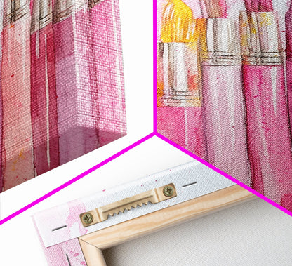 Painterly Brushes Canvas Print Pink Abstract Art Whimsical Art Rustic Decor Minimalist Dorm Wall Art Gift Idea Art Nouveau