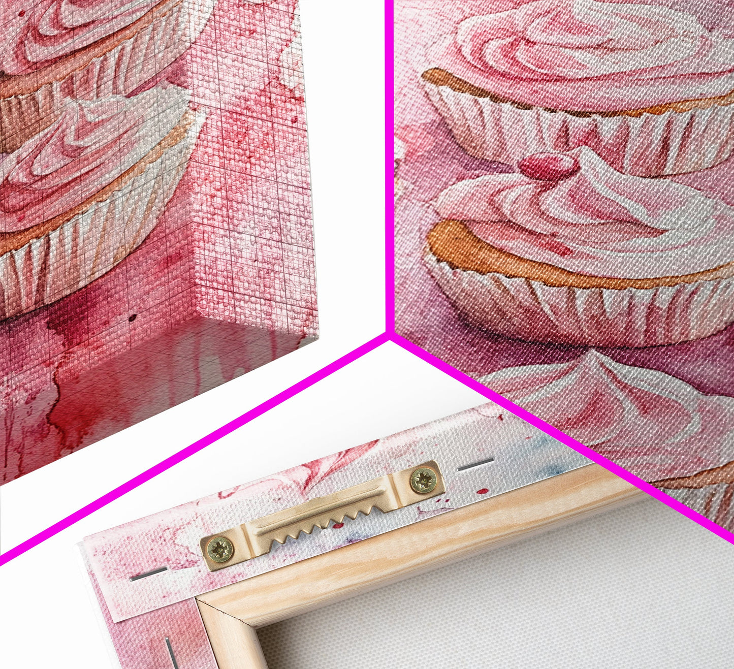 Pink Cupcakes Canvas Print Food Review Kitchen Art Dessert Wall Art Rustic Farmhouse Decor Gift Idea Pastel Whimsical Artwork