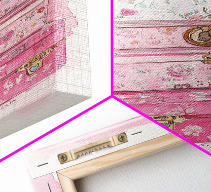 Floral stackable decorative boxes framed canvas print chic boho decor whimsical rustic art idea cozy wall decor charming bedroom addition