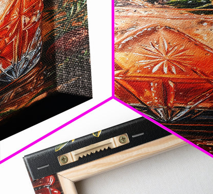 Cranberry Cocktail Canvas Print | Food Review Kitchen Art | Espresso Martini Wall Art | Rustic Kitchen Bar Decor Gift Idea Artwork