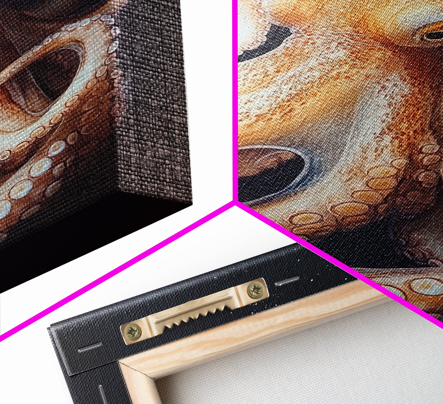 Underwater Octopus Canvas Print | Ocean Nature Painting Art | Coastal Nautical Decor | Rustic Seascape Living Room Wall Artwork