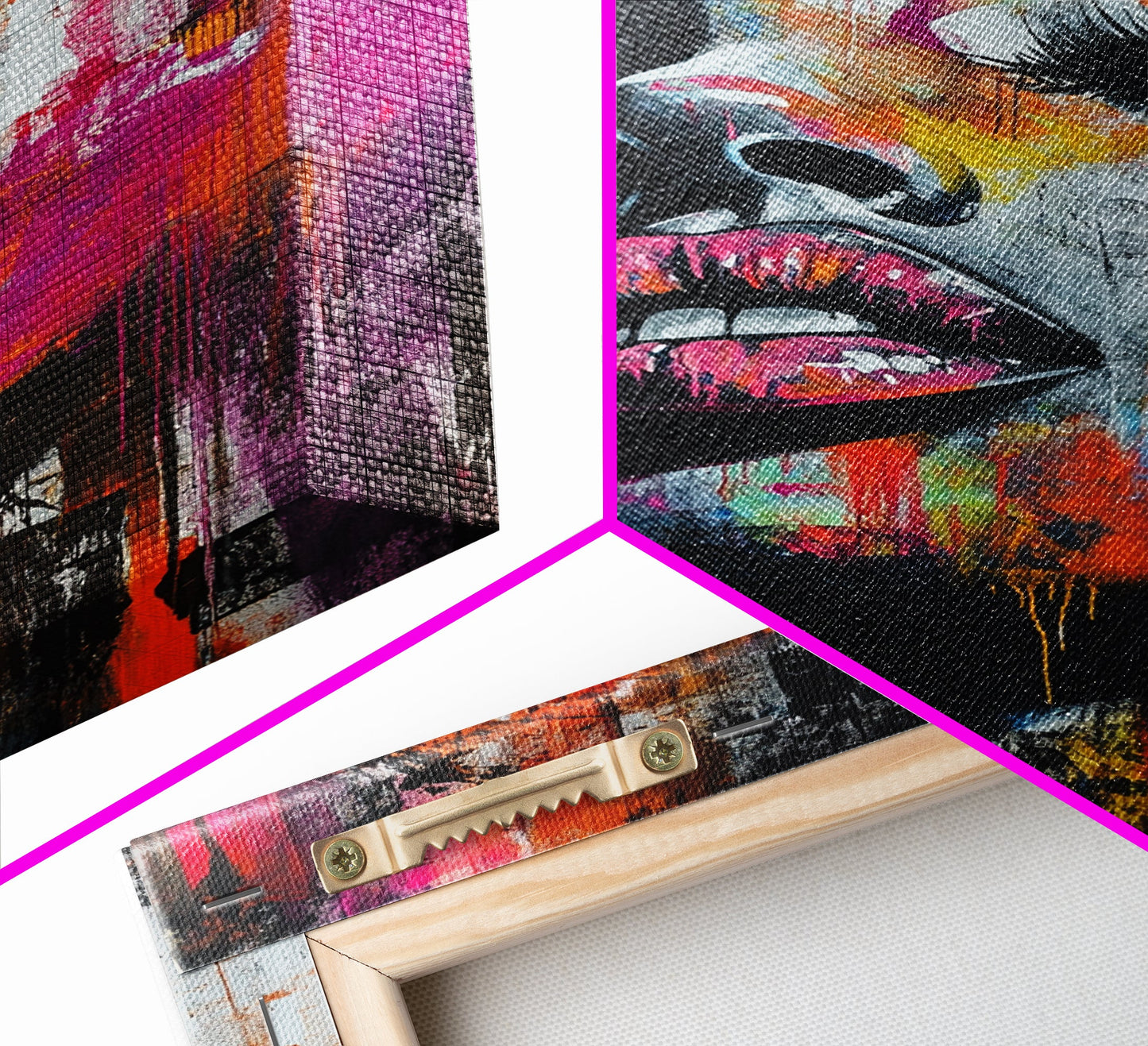 Vibrant Abstract Face Framed Canvas Print, Moody Woman Wall Art, Boho Living Room Decor, Gift Idea for Her, Unique Rustic Art