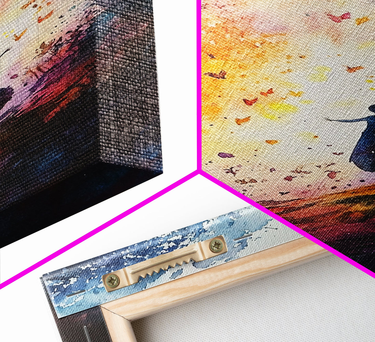 Autumn Whimsical Scene Framed Canvas Print Nature Inspired Art Vibrant Colors Rustic Fall Decor Wildflower Painting Living Room Gift Idea