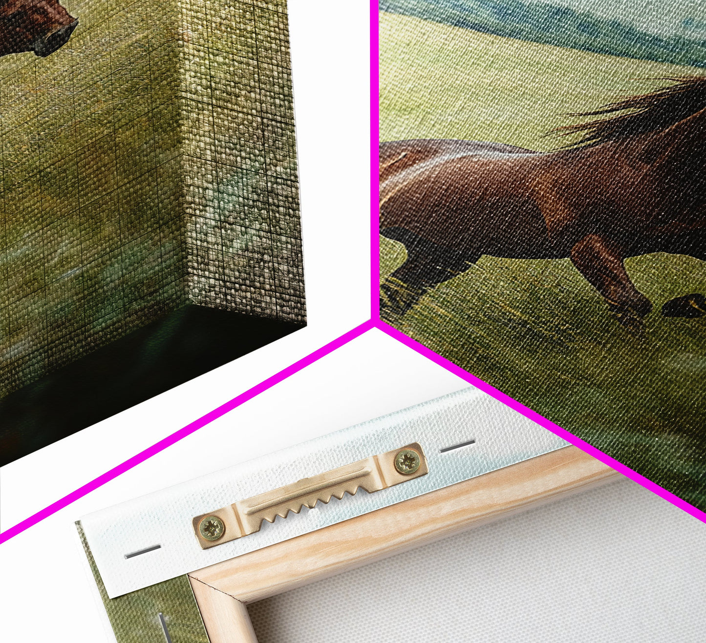 Galloping Brown Stallion Framed Canvas Print Horse Wall Art Rustic Decor Living Room Above Couch Wabi Sabi Style