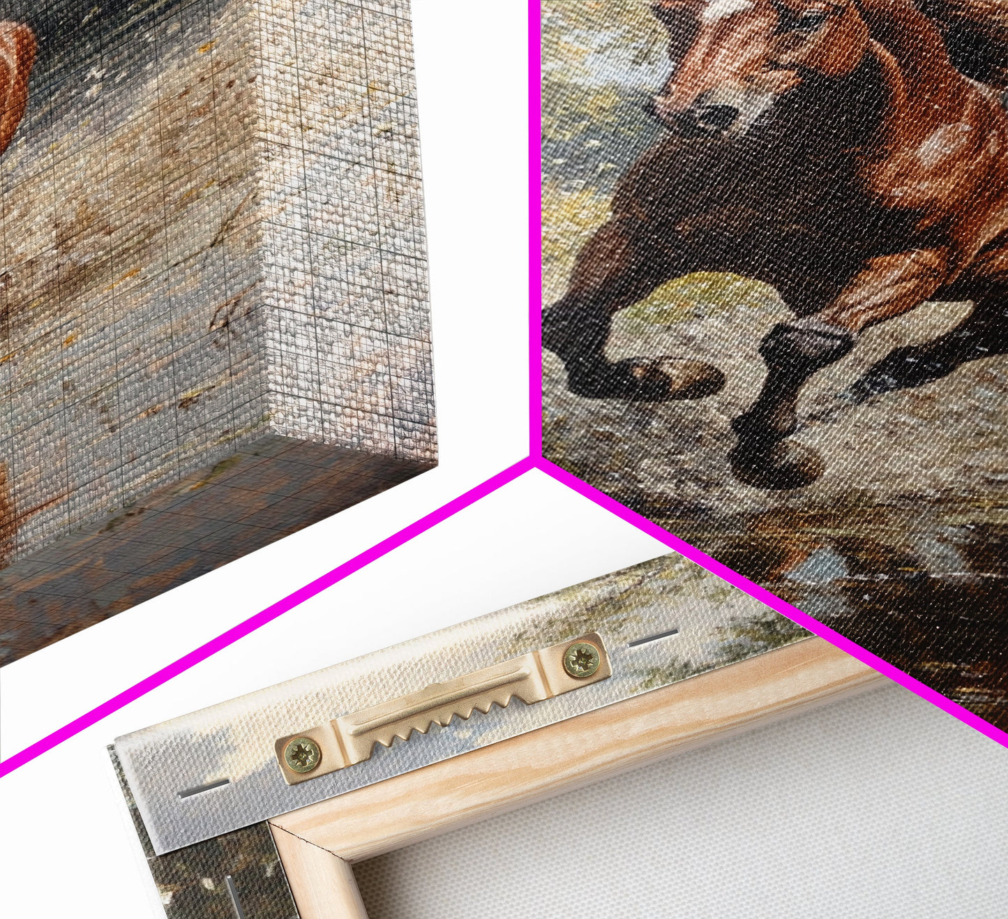 Splashed Stallion Crossing Water Framed Canvas Print Vintage Horse Art Rustic Wall Art Living Room Gift Idea Boho Style