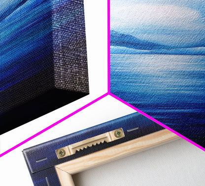 Moonlit Lake, Mountain Painting, Moody Art, Coastal Landscape, Nautical Wall Art, Christmas, Framed Canvas Print