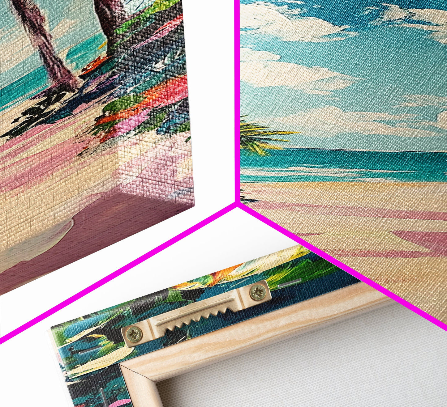 Beach Path, palm tree painting, coastal painting, nautical decor, tropical beach house art, above bed wall art, Canvas Print