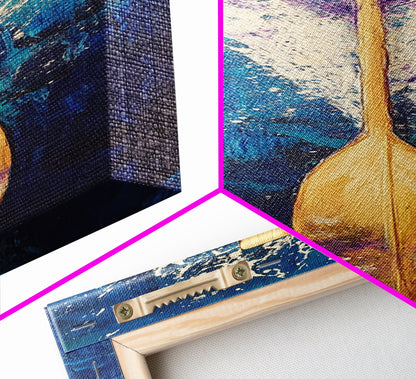 Moody Seascape, horizon painting gray white, smoky mountain art, framed canvas print, extra wide art, landscape painting