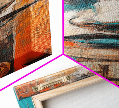 Abstract Portrait, chicano art, afrocentric wall art, moody art, urban art, framed canvas print, tall skinny art, geometric wall art