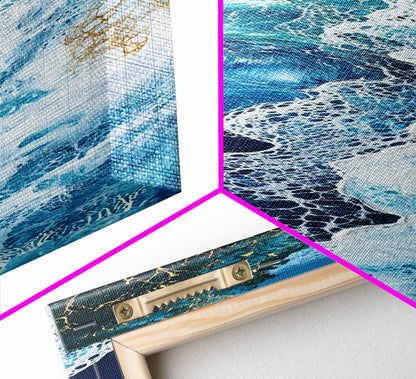 Abstract Ocean Painting, Nautical Wall Art, Coastal Wall Art, Seascape Painting, Blue and Green Wall Art, Canvas Print, Gift Idea