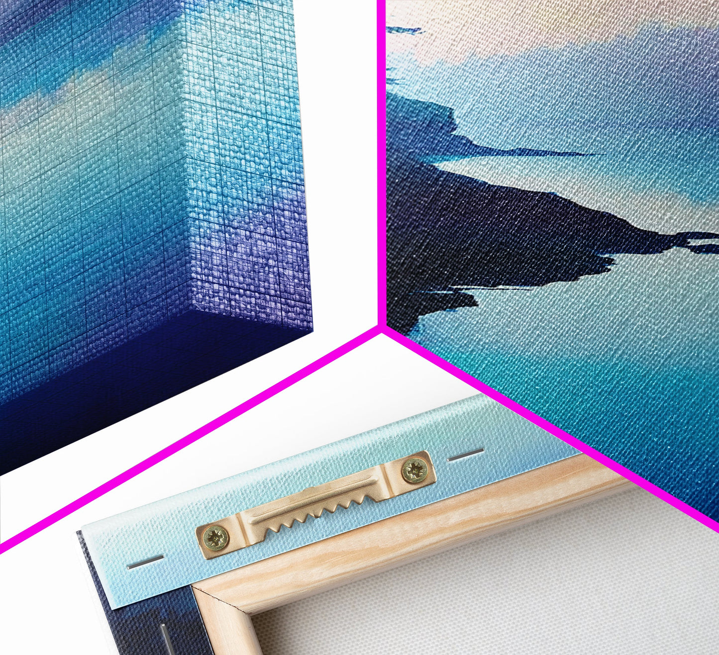 Misty Lake, forest at dusk painting, blue and green wall art, moody art, vertical wall art, pine tree art, framed canvas print