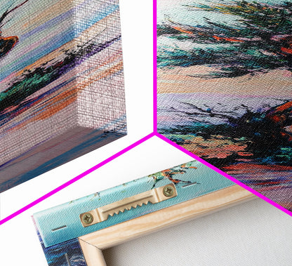 Windblown Tree, Joshua tree art, southwest wall art, rustic decor, landscape painting, framed canvas print, tall skinny art