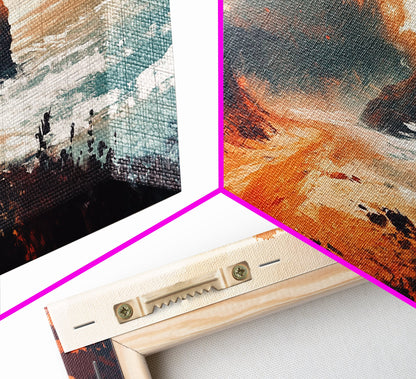 Coastal Road, southwest wall art, rustic decor, coastal landscape art, boho art, panoramic painting, gift idea for him, Canvas Print