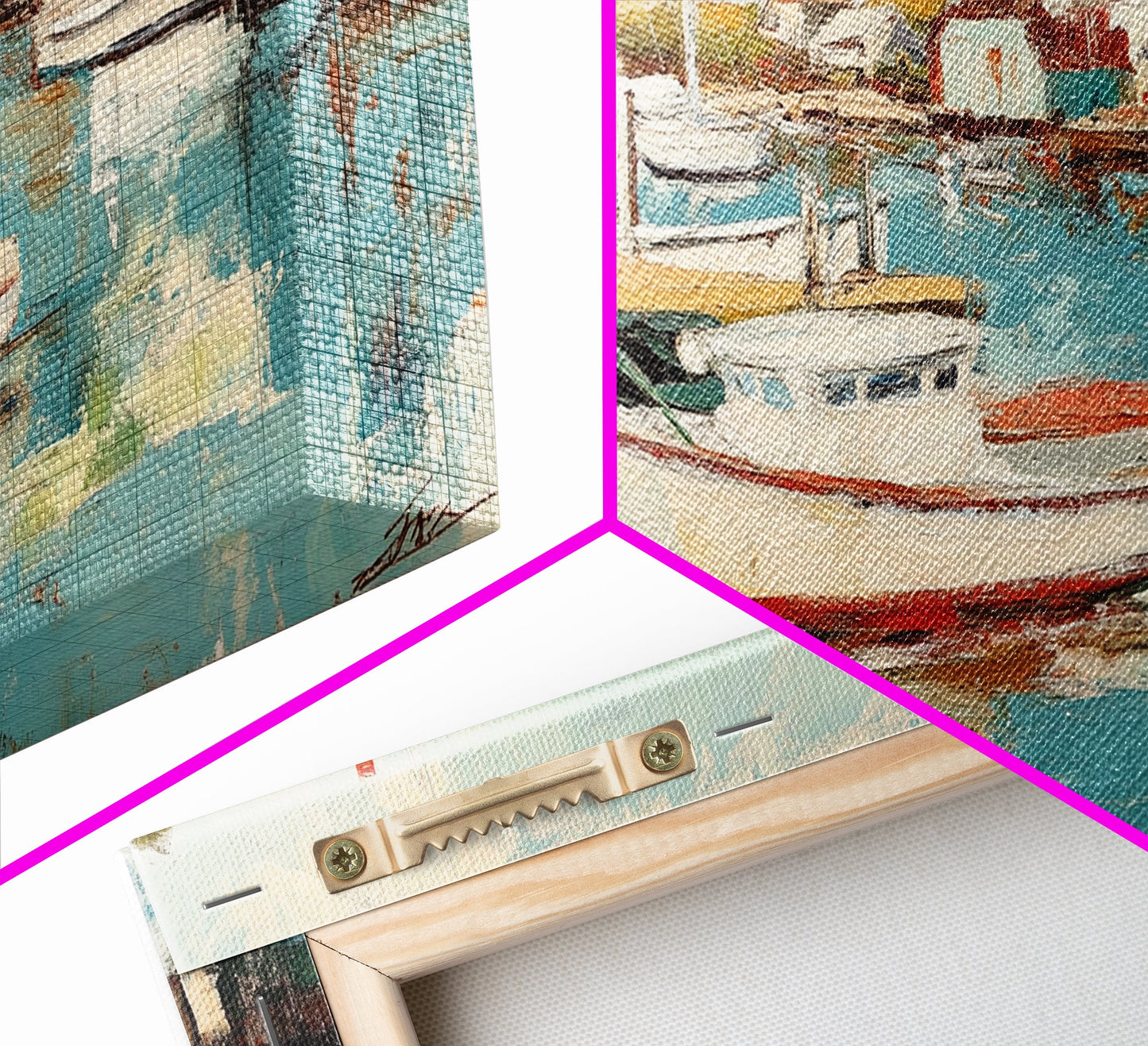 Hafenboote, Gemälde von Nantucket, Küstenmalerei, maritime Wandkunst, Fischergemälde, gerahmter Leinwanddruck, extra breites Kunstwerk