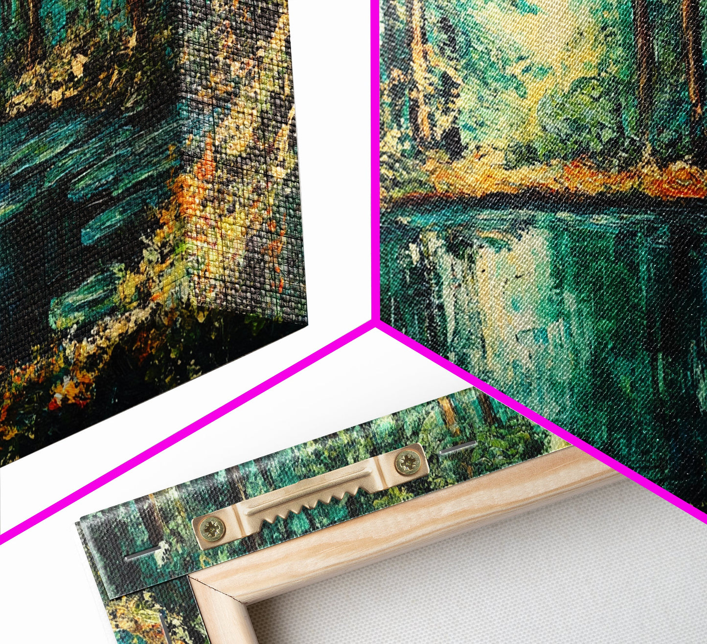 Verzauberter Waldteich, Leinwanddruck, Landschaftsmalerei, Kiefernkunst, Wald in der Abenddämmerung, Kunst vom Lake Tahoe, extra breites Kunstwerk