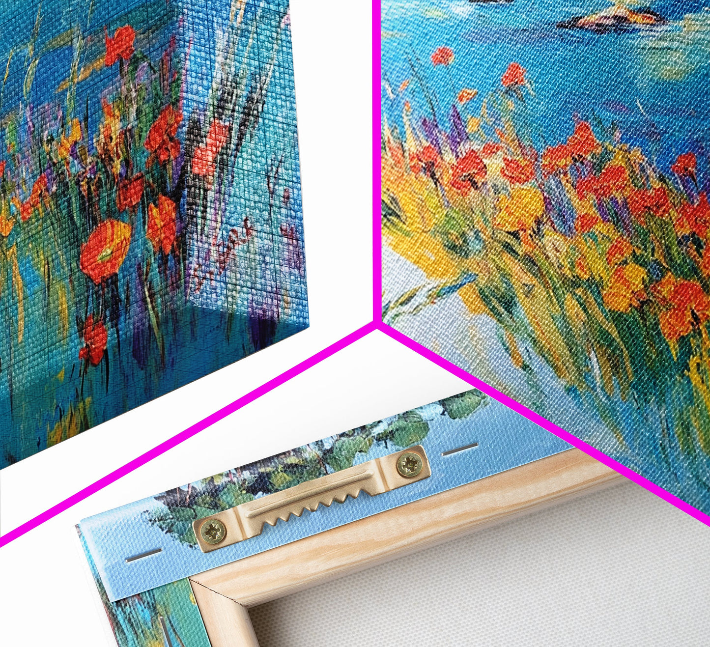 Coastal Poppies, Framed Canvas Print, California poppy art, coastal painting, wildflower painting, seascape art, above bed wall art