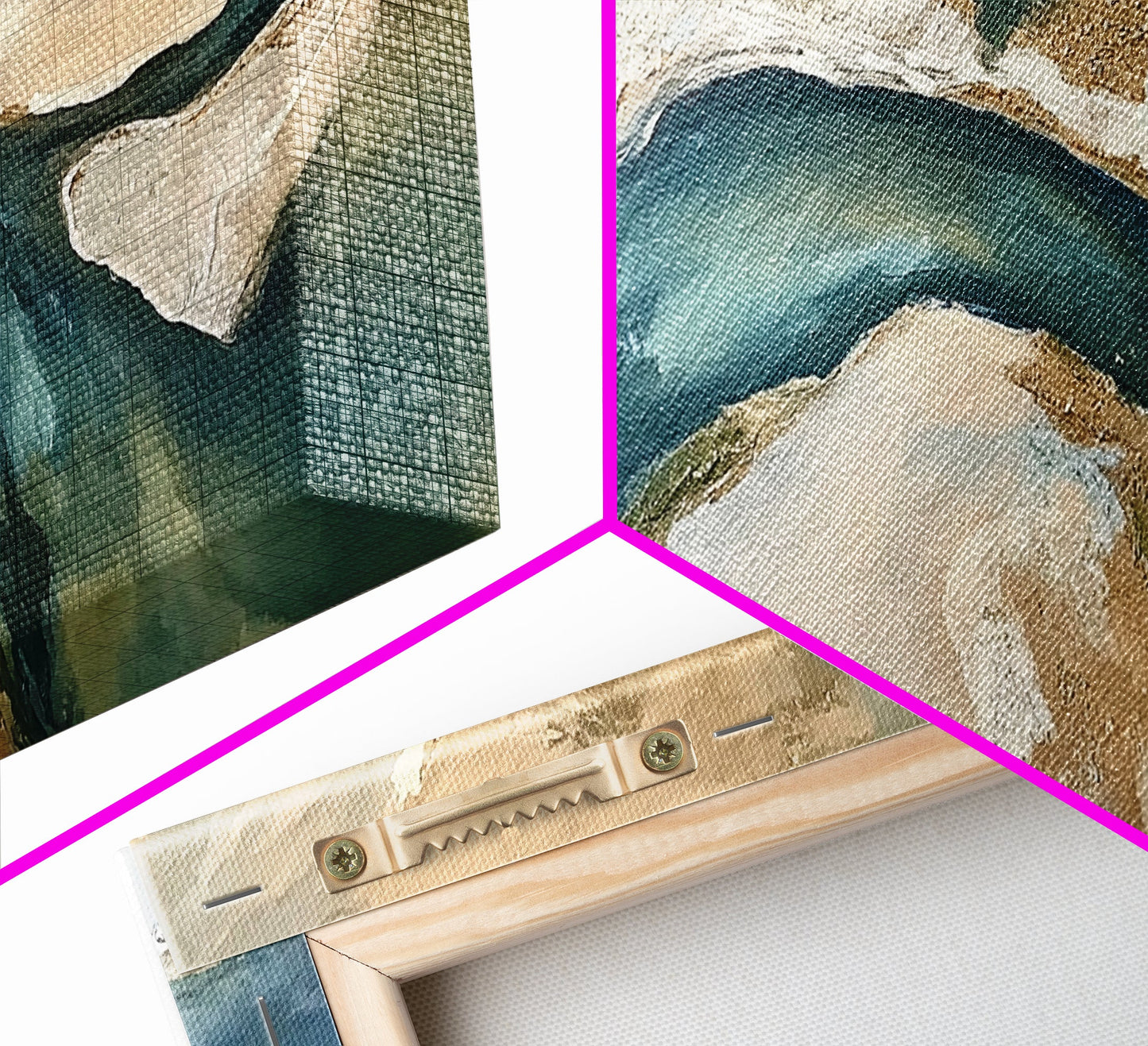 Abstrakter Fluss, neutrale Landschaft, Panoramabild, Leinwanddruck, Wabi-Sabi-Kunst, rustikale Wandkunst, Wandbild für über dem Bett, minimalistische Kunst