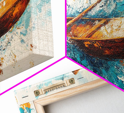 Nautical painting, boat painting, framed canvas print, extra wide art, seascape painting, rustic wall art, coastal wall art, ocean waves