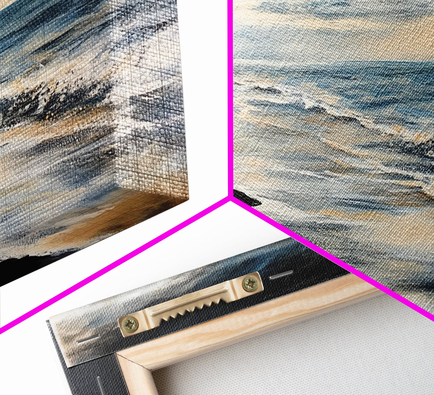 Moody beach, dark ocean, seascape painting, panoramic art, extra wide art, nautical painting, framed canvas print, above sofa art