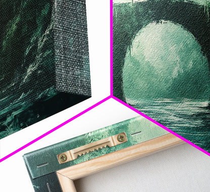 Dunkler Wald, Fantasy-Kunst, Stimmungsvolle Kunst, Wabi-Sabi-Kunst, Extra breite Kunst, Landschaftsmalerei, Gerahmter Leinwanddruck, Wandbild für über dem Bett