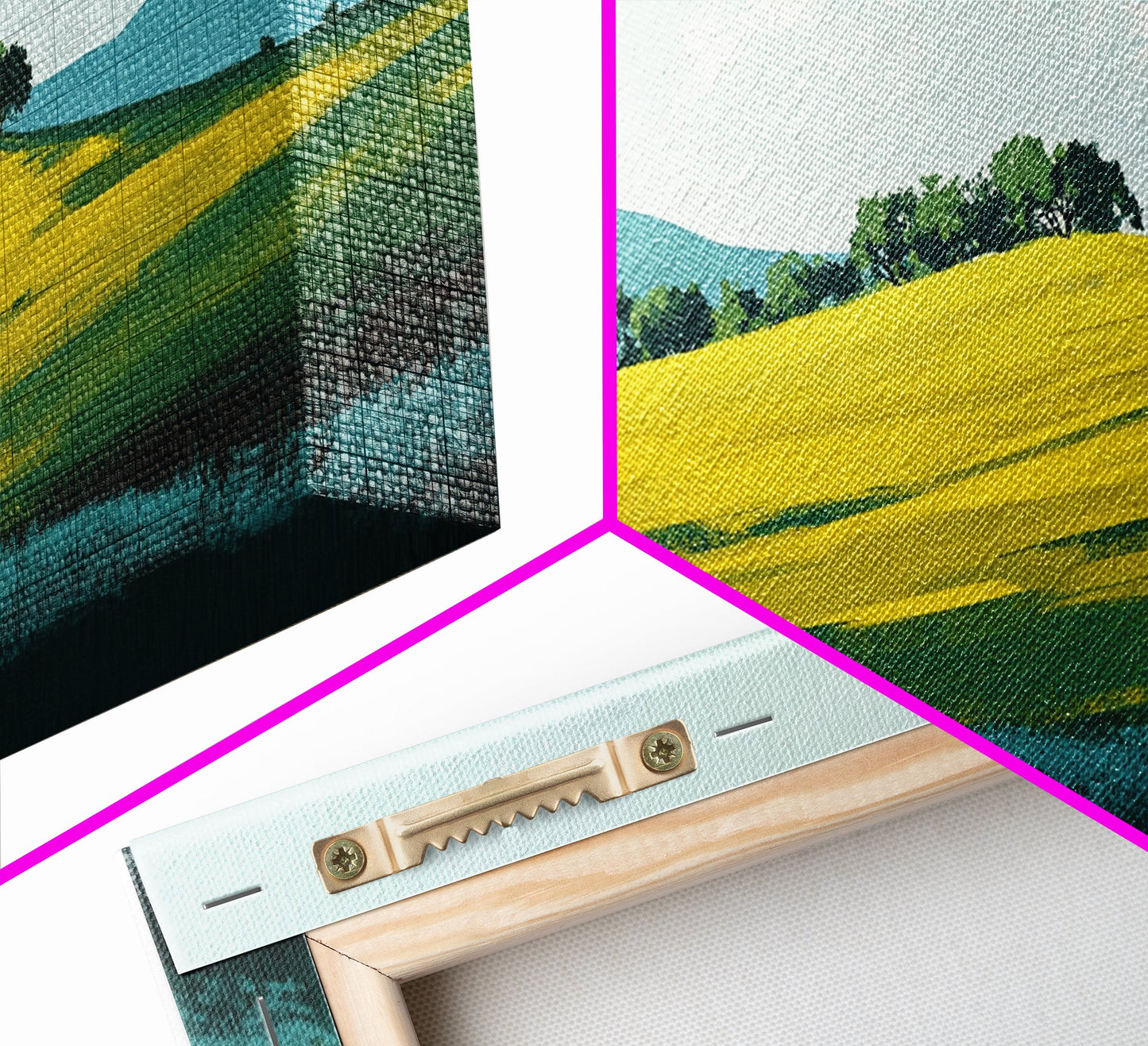 Hügellandschaft, Berglandschaft, grüne Wandkunst, Landschaftskunst, Kunst für über dem Sofa, Bauernhauskunst, Leinwanddruck