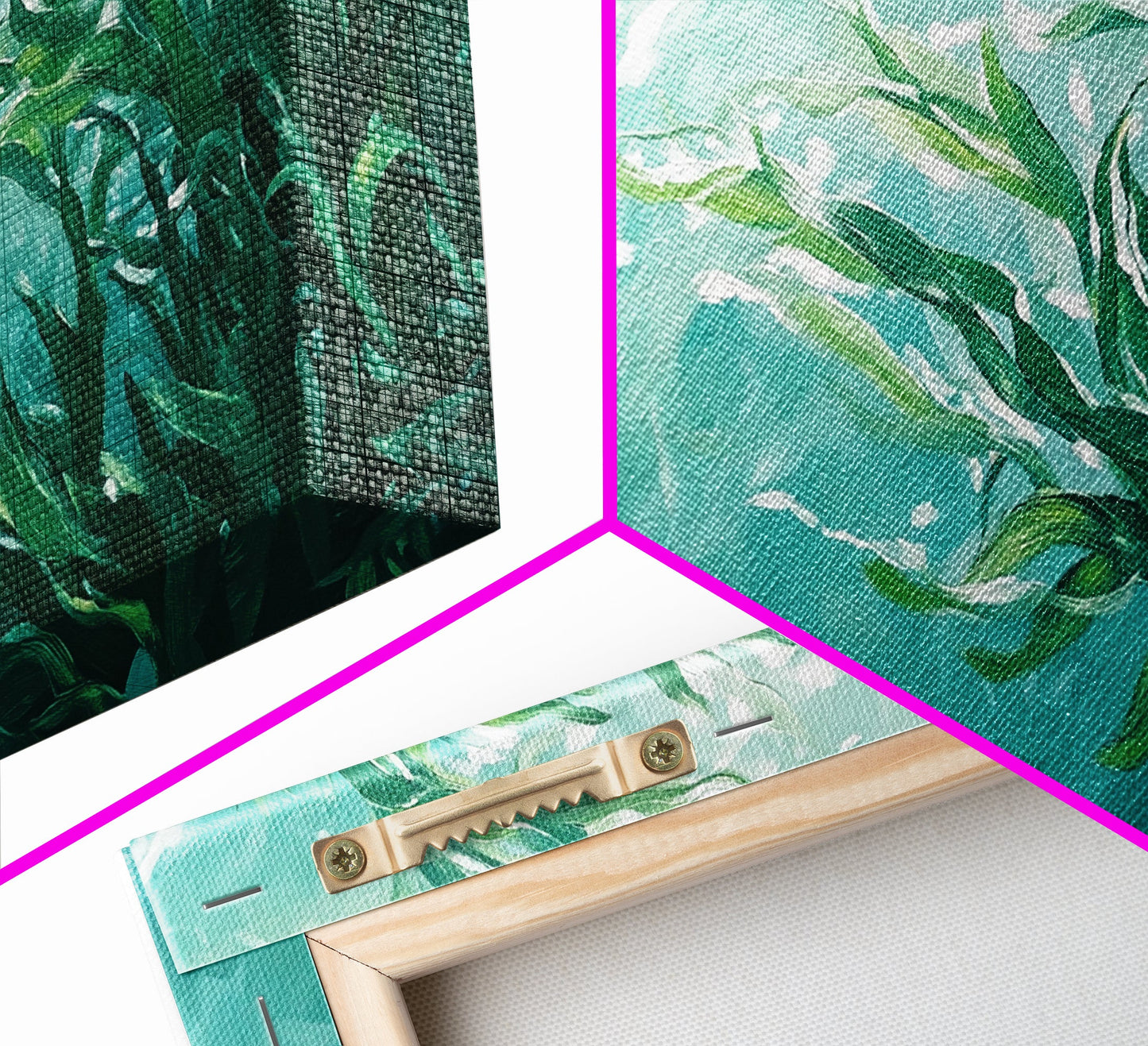 Kunst aus Kelpwäldern, Küstenlandschaften, maritime Wandbilder, gerahmte Leinwanddrucke, vom Meer inspirierte Kunstwerke, Wandbilder in Blau und Grün