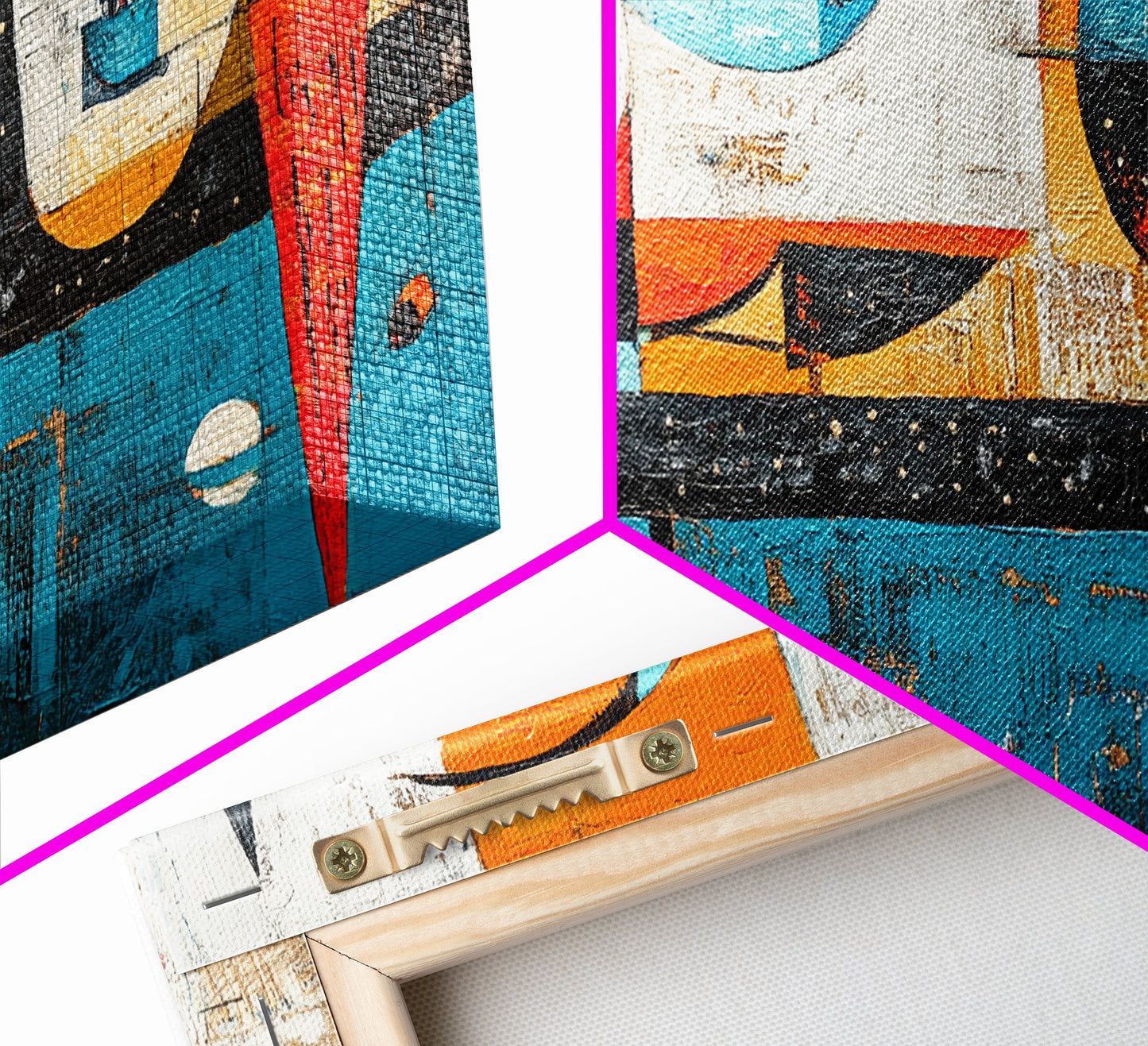 Abstract Geometric Art, mid-century modern art, sacred geometry wall art, framed canvas print, blue and green wall art, mosaic art