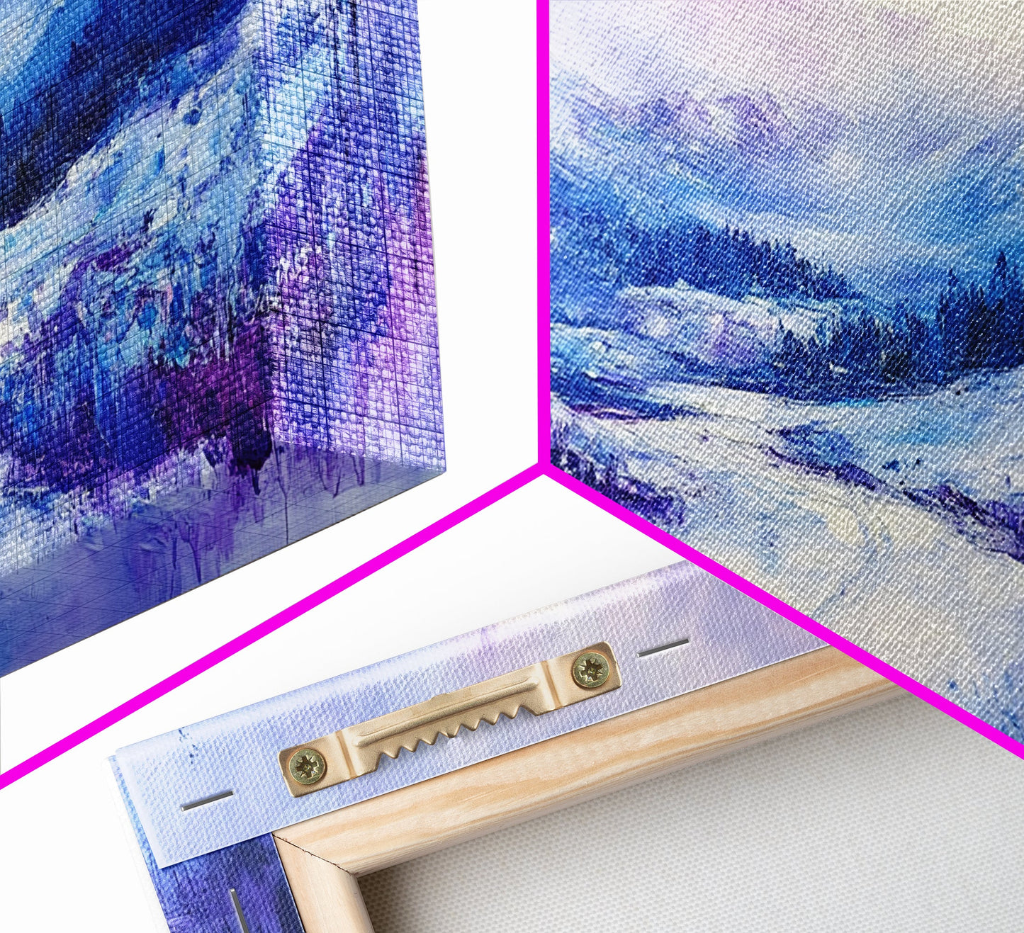 Snowy Mountain Art, Winter Landscape, Framed Canvas Print, Above Couch Art, Panoramic Painting, Mountain Painting