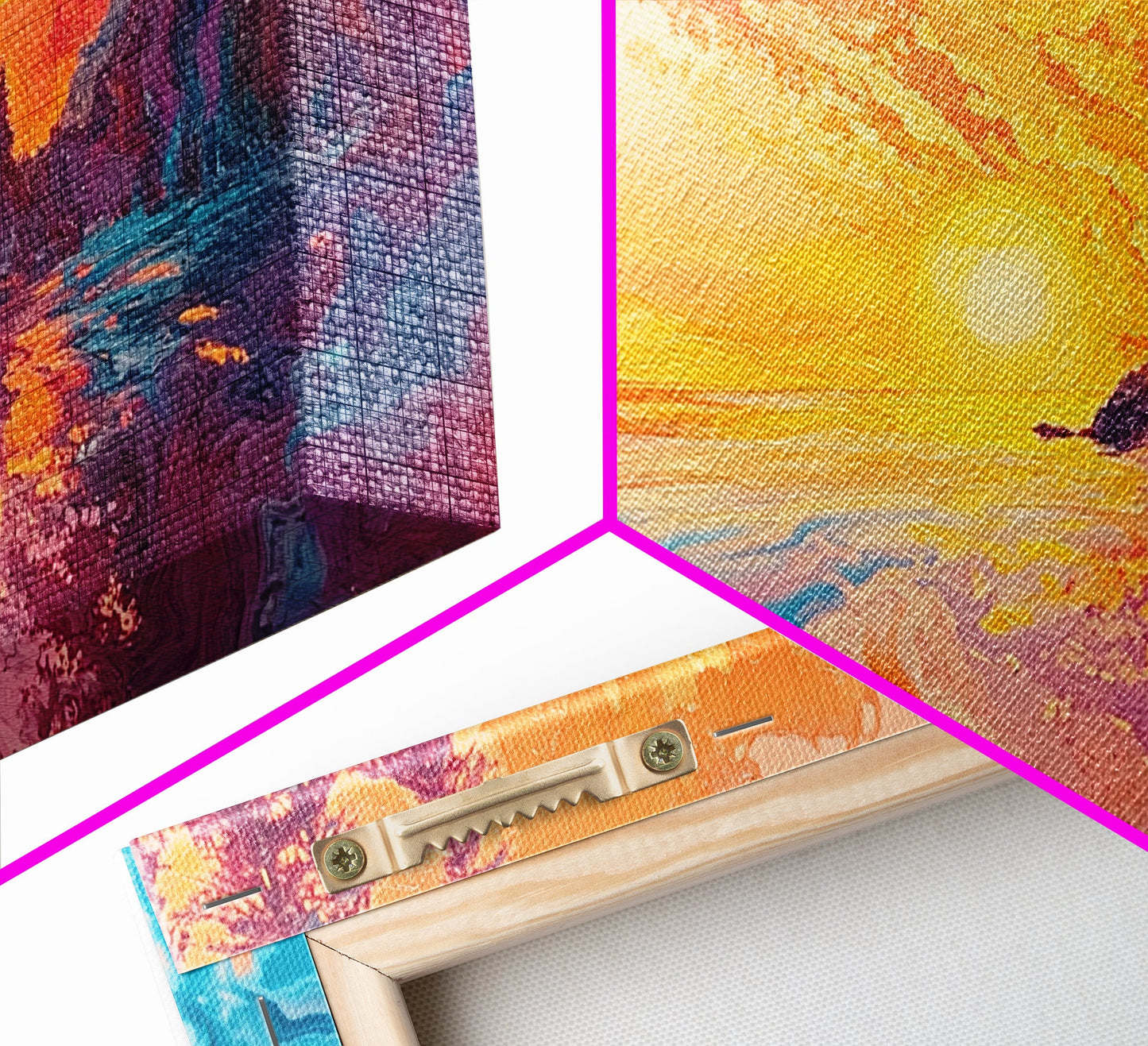 Feuriger Sonnenuntergang, Stimmungsvolle Kunst, Kunst vom Lake Tahoe, Farbenfrohe Landschaft, Wandkunst aus dem Südwesten, Panoramagemälde, Gerahmter Leinwanddruck, Naturkunst