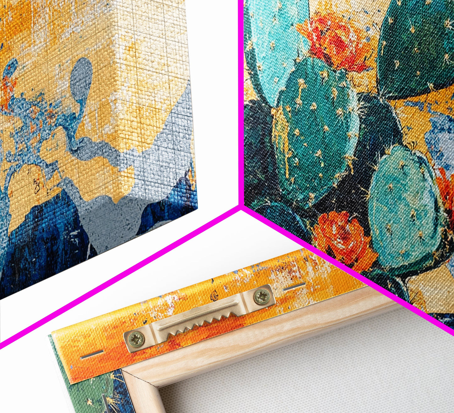 Kaktusgemälde, Agavengemälde, Wandkunst im Südwest-Stil, rustikale Dekoration, gerahmter Leinwanddruck, Wüstengemälde, extra breites Kunstwerk, Boho-Kunst