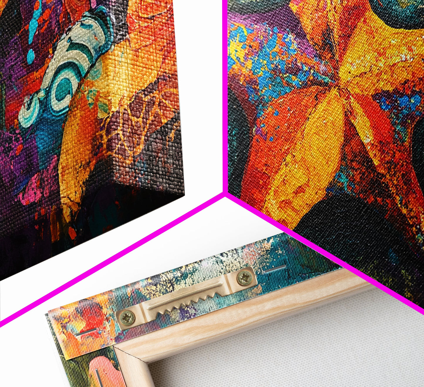 Lebendige Seesterne, abstraktes Küstenmotiv, maritime Dekoration, gerahmter Leinwanddruck, Meeresgemälde, Küstenmalerei, verspielte Kunst