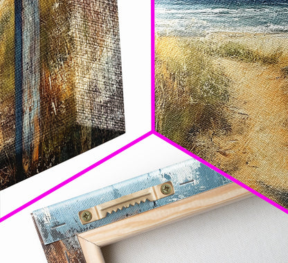 Küstenweg, Küstenlandschaftskunst, nautische Dekoration, Seestückmalerei, Küstenmalerei, Strandhausdekoration, Leinwanddruck