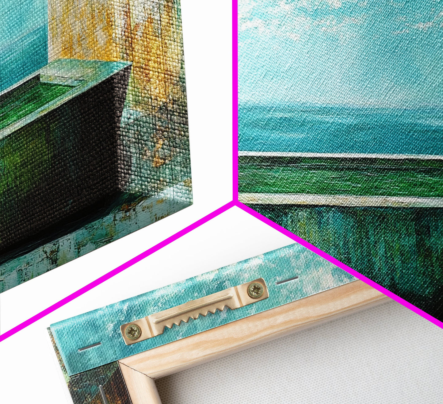 Infinity-Pool, Leinwanddruck, moderne Landschaftskunst, minimalistisches Dekor, extra breites Gemälde, blau-grüne Wandkunst, zeitgenössische Kunst