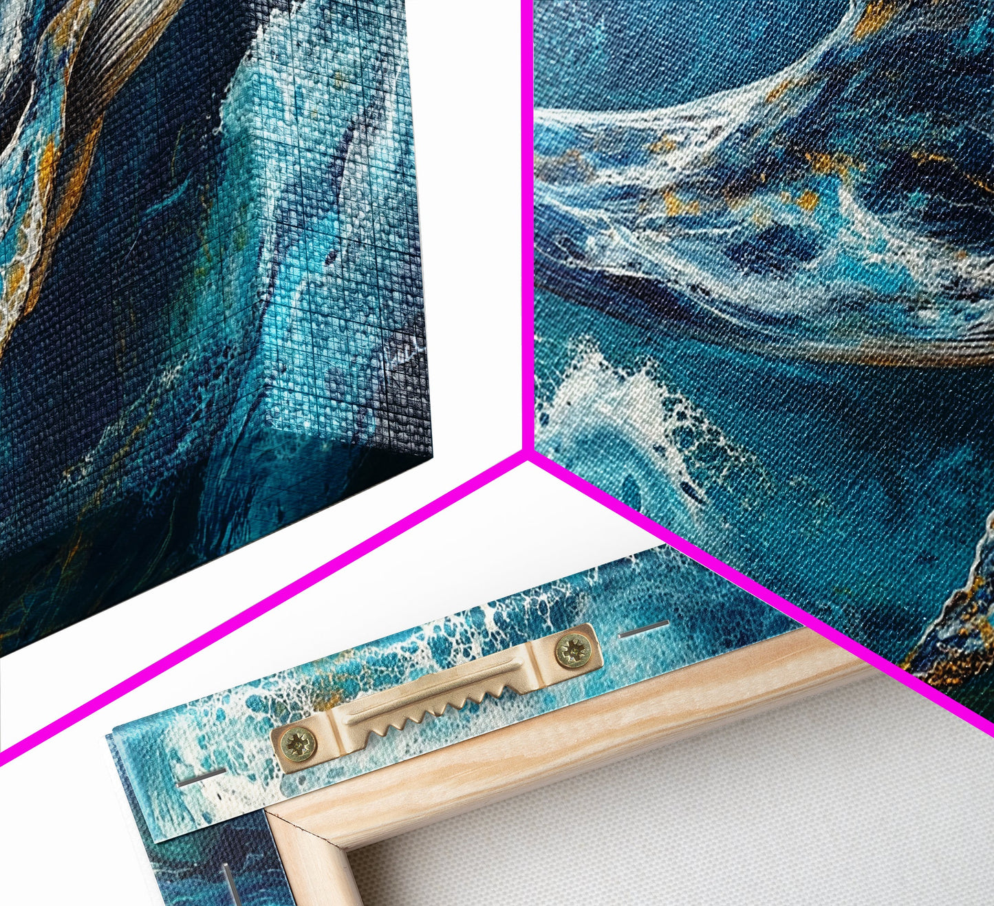 Blauwal, Meereswellen, Leinwanddruck, Walgemälde, maritime Dekoration, Küstenwandkunst, Seestück, extra breites Kunstwerk