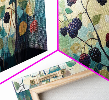 Brombeeren, Sommerbeeren, Leinwanddruck, botanische Drucke, Wandbild „Früchte des Geistes“, Wildblumenbild, Küchenbild