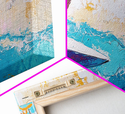 Sailboat Painting, Coastal Art, Nautical Decor, Canvas Print, Surf Wall Art, Ocean Art, Coastal Cowgirl Wall Art, Seascape Painting