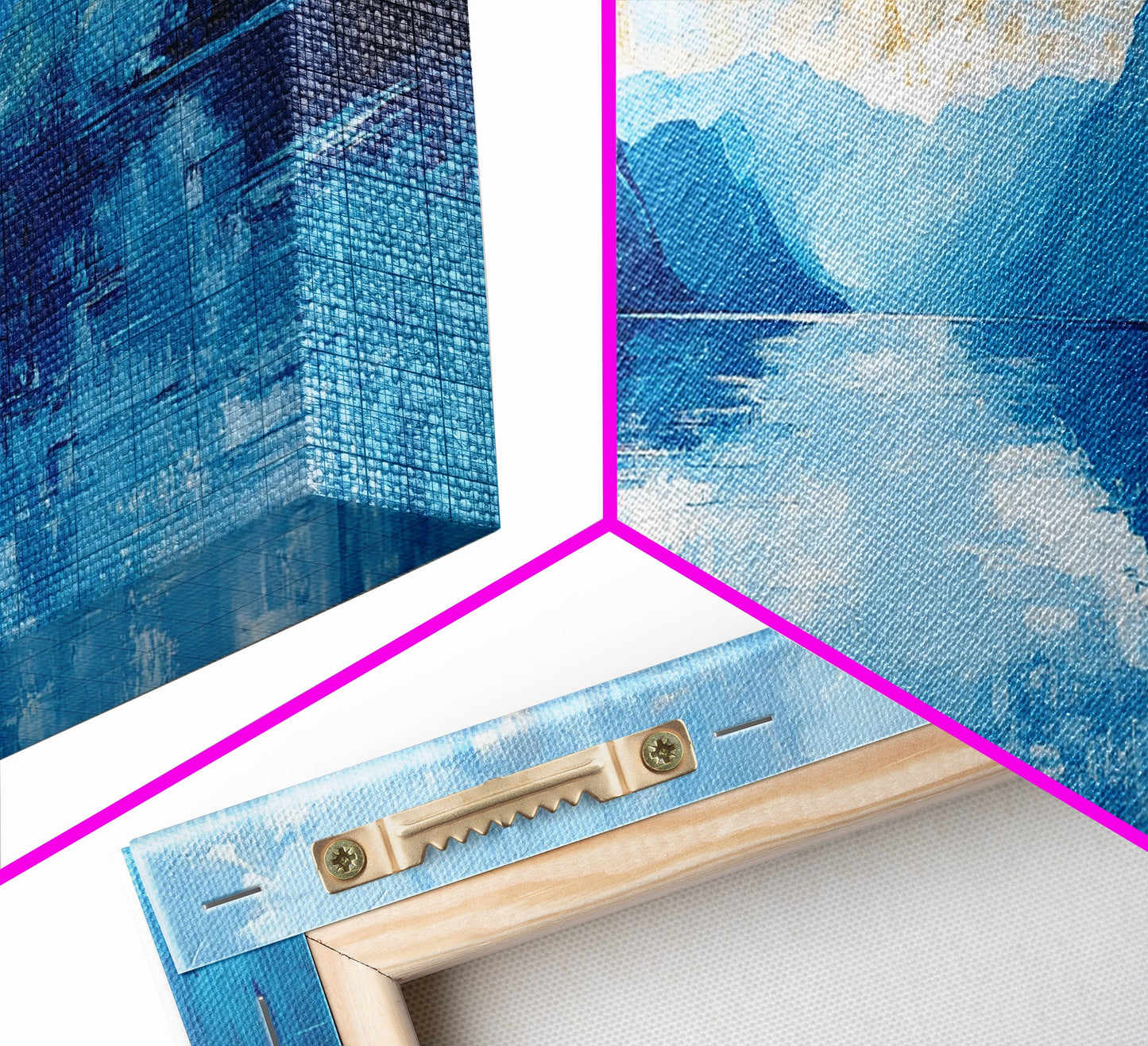 Fjord Painting, Blue and Green Wall Art, Lake Tahoe Art, Nautical Wall Art, Extra Wide Art, Panoramic Painting, Framed Canvas Print