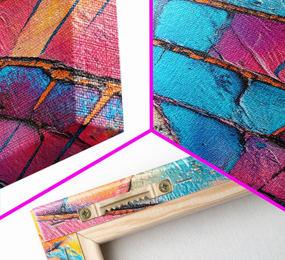 Abstract texture, pink abstract art, teal wall art, mosaic wall art, framed canvas print, geometric wall art, colorful home decor