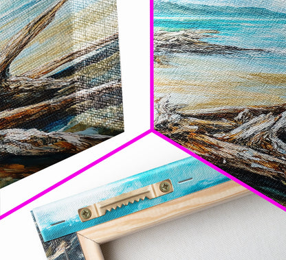 Beach, coastal painting, ocean painting, landscape painting, framed canvas print, lake Tahoe art, nautical wall art, beach house decor