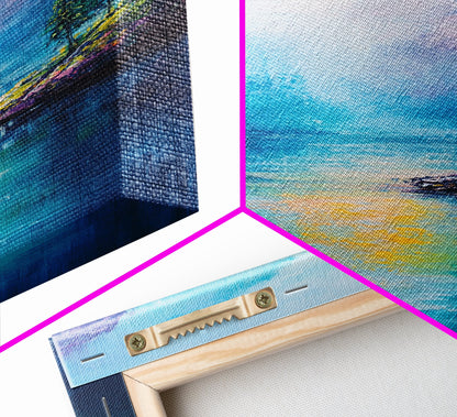 Mountain Lake View, Landscape Painting, Lake Tahoe Art, Smoky Mountain Art, Nature Wall Art, Bedroom Art, Framed Canvas Print