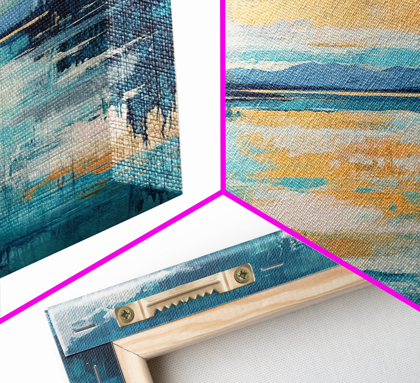 Moon Oil Painting, Smoky Mountain Art, Wabi Sabi Wall Art, Framed Canvas Print, Moody Art, Blue and Green Wall Art, Above Sofa Art