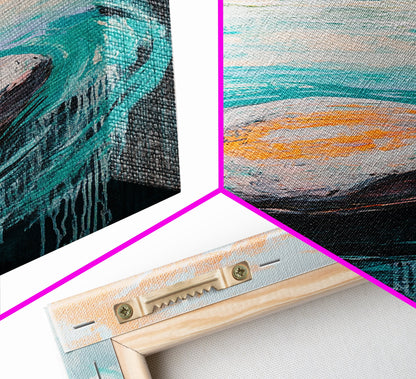 Ocean Rock Waves Canvas Print Coastal Wall Art, Beach House Decor, Abstract Seascape Painting, Nautical Art, Modern Minimalist Art