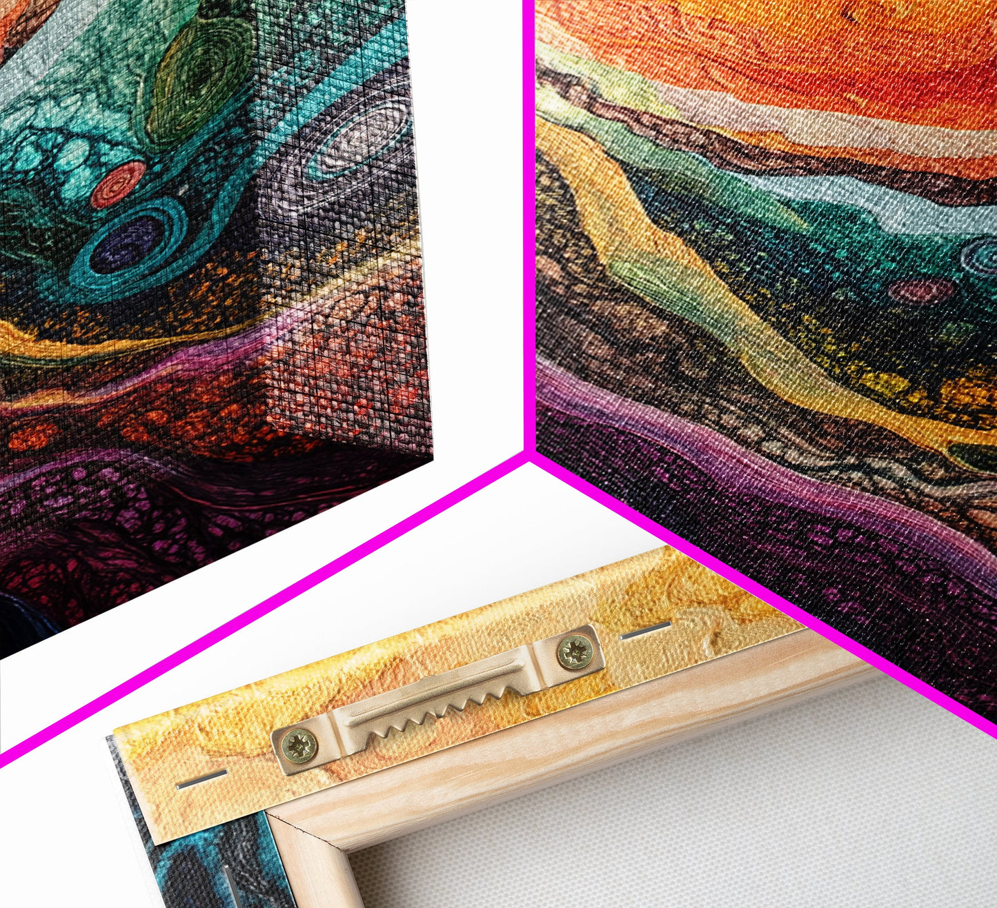 Psychedelic Abstract Texture Framed Canvas Print, Surreal Art, Vibrant Wall Art, Modern Abstract Painting, Unique Artwork, Office Decor