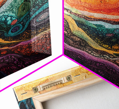 Psychedelic Abstract Texture Framed Canvas Print, Surreal Art, Vibrant Wall Art, Modern Abstract Painting, Unique Artwork, Office Decor