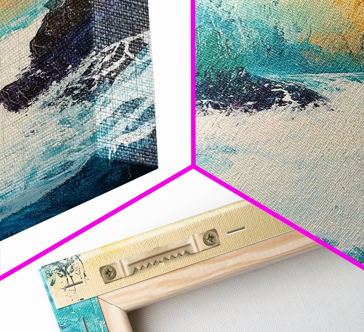 Rushing Waterfall Framed Canvas Print Nature Landscape Wall Art, Wilderness River Painting, Cabin Art, Mountain Stream Artwork