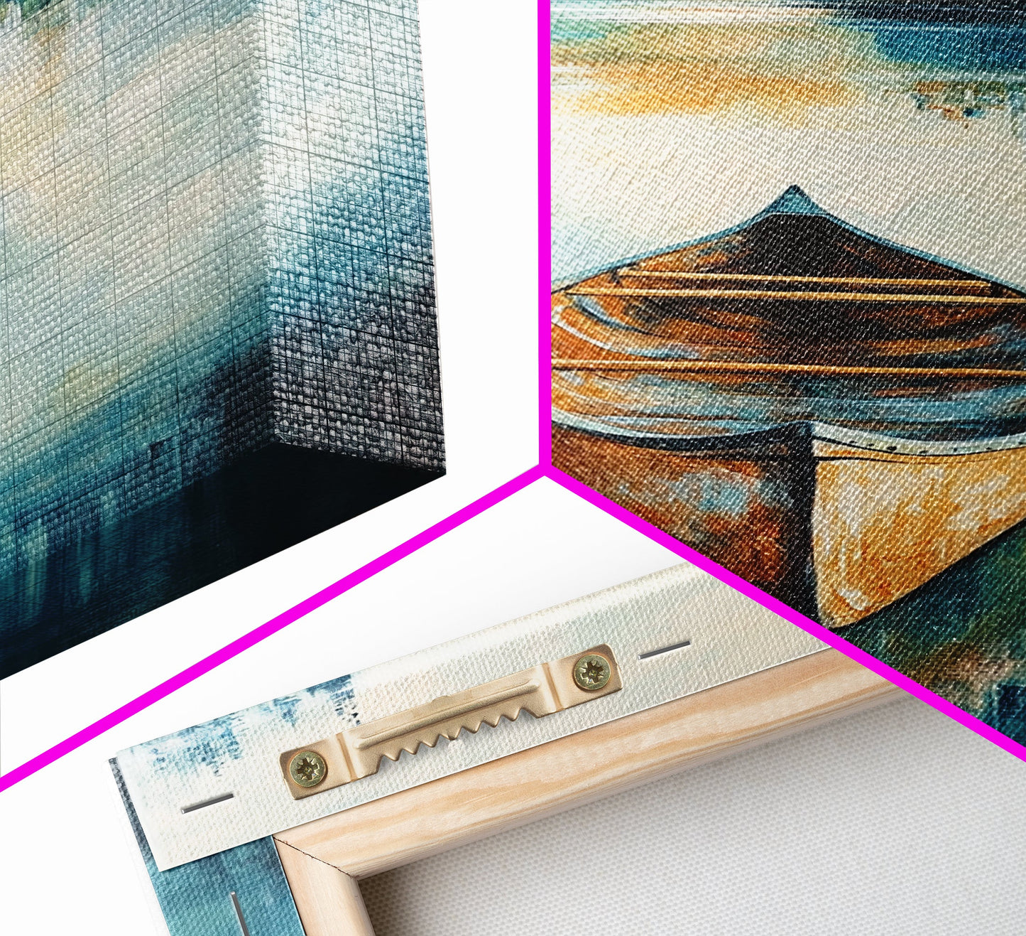 Still Water Canoe, Lake Tahoe Art, Nautical Painting, Rustic Wall Art, Moody Art, Extra Wide Art, Above Couch Art, Canvas Print