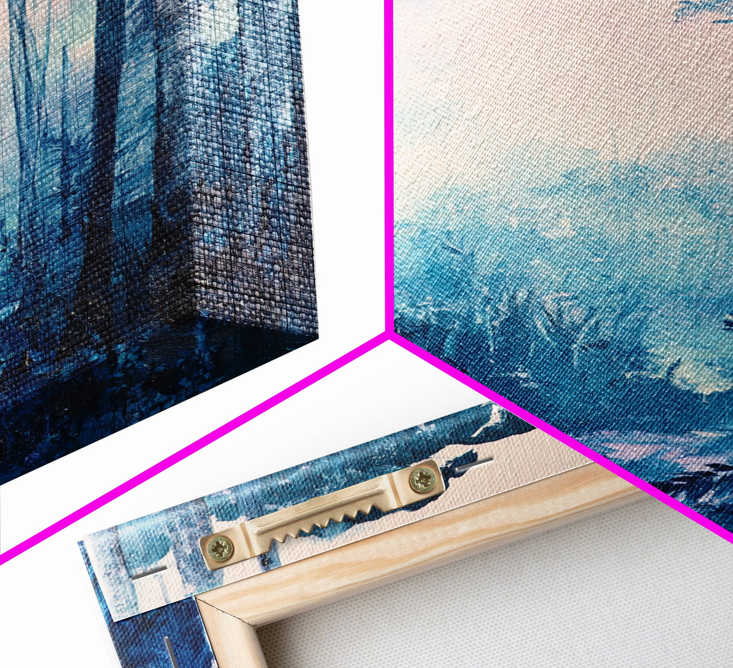 Misty Forest, moody art, birch tree art, pine tree art, landscape painting, gift idea for her, Framed Canvas Print, bedroom art