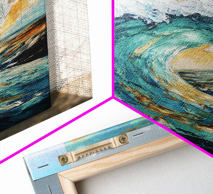 wave painting, coastal decor, framed canvas print, ocean painting, surf wall art, nautical wall art, seascape painting, gift idea